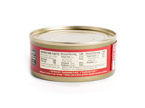 3.75 oz. Canned Skinless-Boneless Wild Sockeye Salmon.